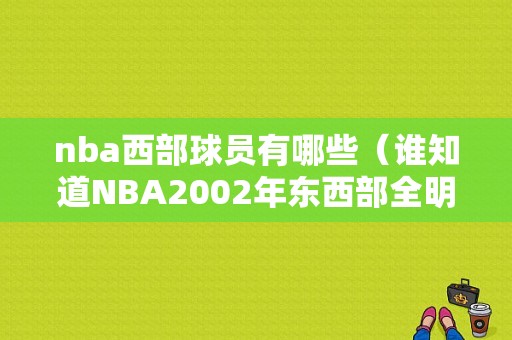 nba西部球员有哪些（谁知道NBA2002年东西部全明星的球员名单）