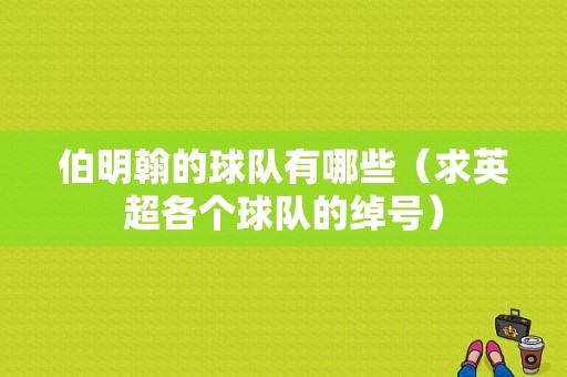 伯明翰的球队有哪些（求英超各个球队的绰号）